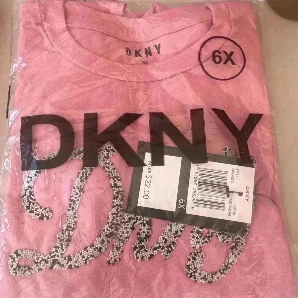 DKNY Girls' Fashion Long Sleeve T-Shirt Love Pink Heather Size 6x and 5T - Picture 5 of 9